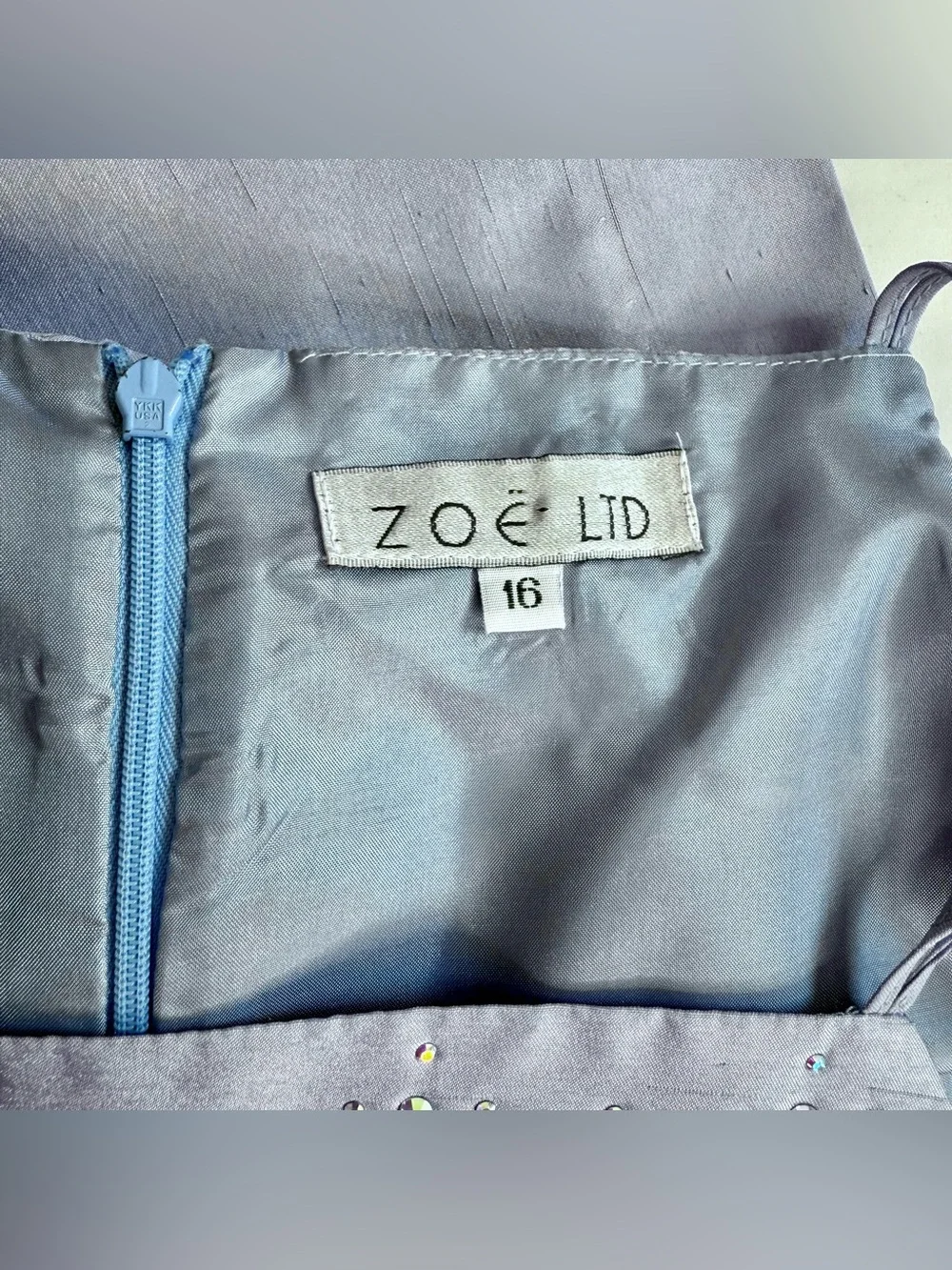 ZOE LTD Girls 16  Cornflower Blue 2 Piece Set Embellished Dress Jacket Suit